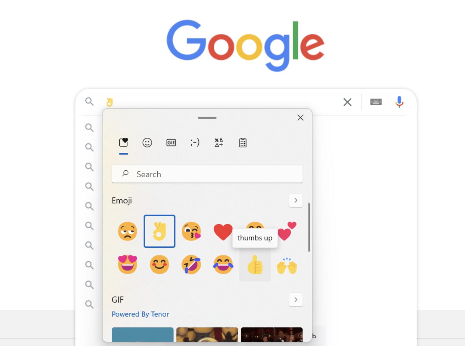 Diálogo de Emoji do Windows