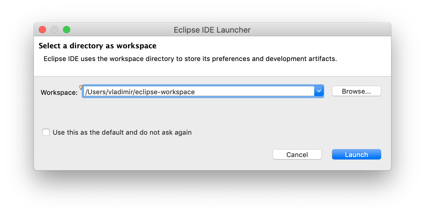 Open Eclipse Workspace