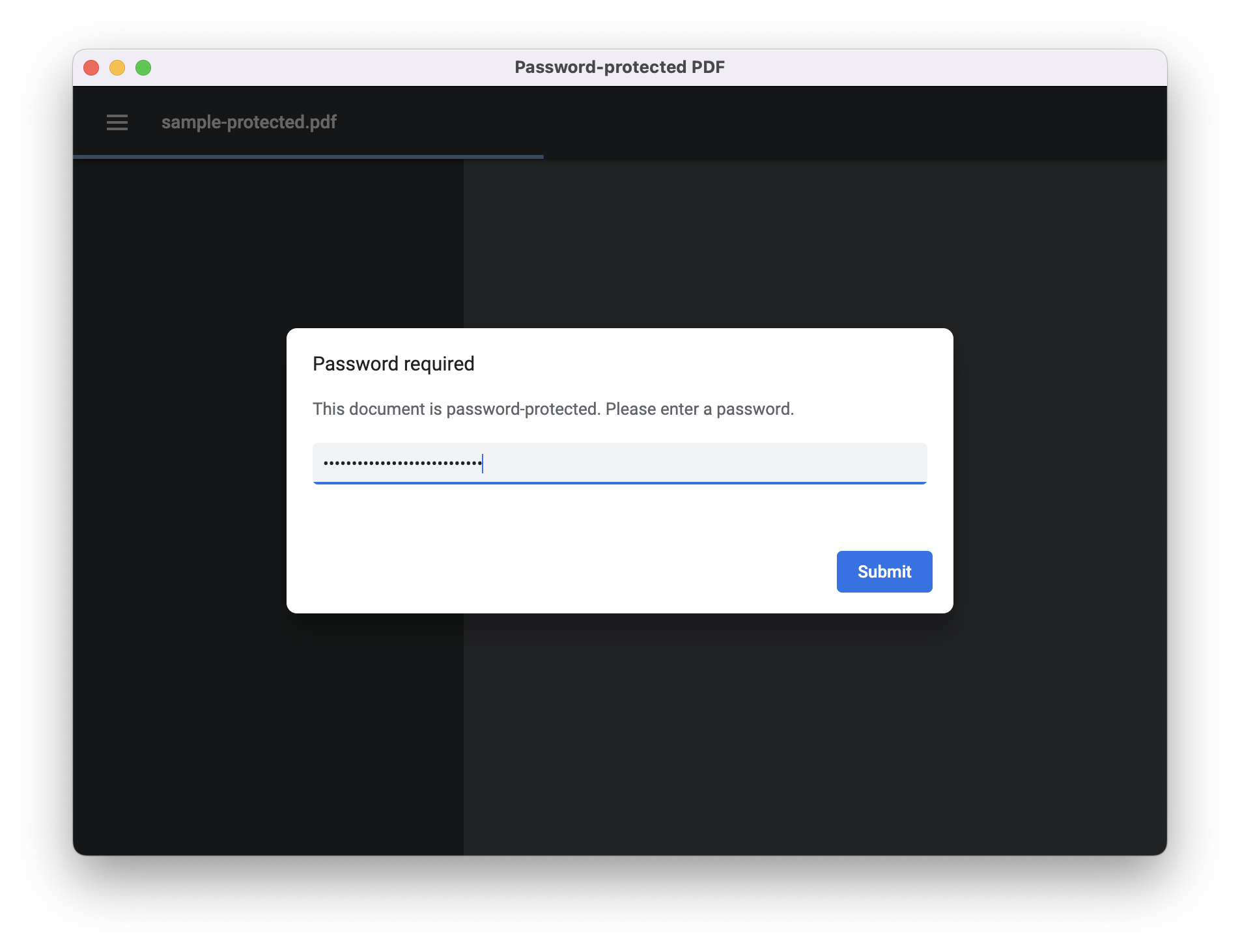 Chromium PDF Viewer Password dialog